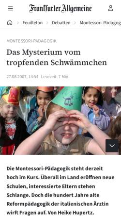 Vorschau der mobilen Webseite www.faz.net, Montessori-Pädagogik: Das Mysterium vom tropfenden Schwämmchen