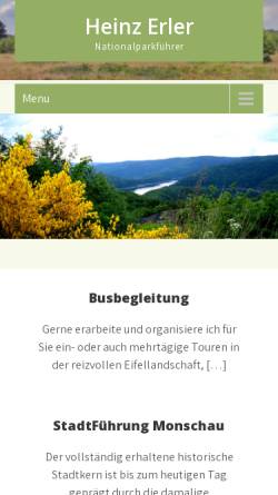 Vorschau der mobilen Webseite www.wandern-erler.de, Heinz Erler, Nationalparkführer