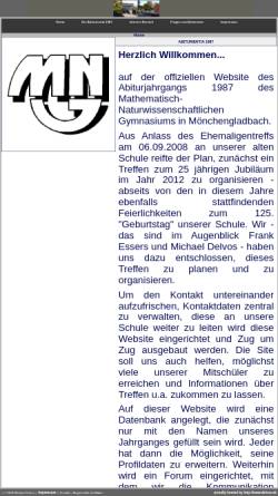 Vorschau der mobilen Webseite www.abi1987-mng.de, Mönchengladbach - Mathematisch-Naturwissenschaftliches Gymnasium - Abiturientia 1987