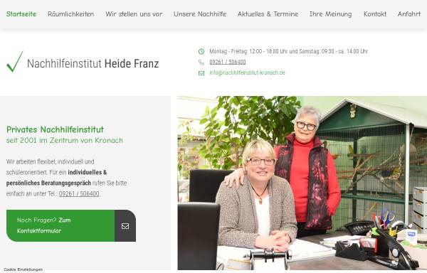 Vorschau von www.nachhilfeinstitut-kronach.de, Nachhilfeinstitut Heide Franz