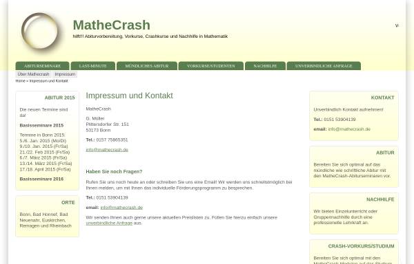 Vorschau von mathecrash.de, MatheCrash