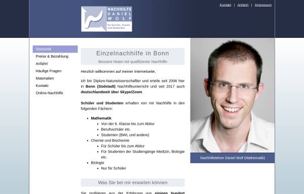 Vorschau von www.bonner-nachhilfe.de, Nachhilfe Daniel Wolf, Bonn