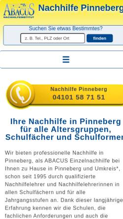 Vorschau der mobilen Webseite www.nachhilfe-hh.de, ABACUS Nachhilfe Kreis Pinneberg