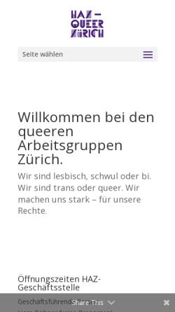 Vorschau der mobilen Webseite www.haz.ch, Homosexuelle Arbeitsgruppen Zürich (HAZ)