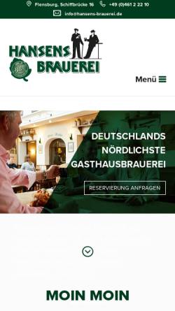 Vorschau der mobilen Webseite www.hansensbrauerei.de, Hansens Brauerei Flensburg