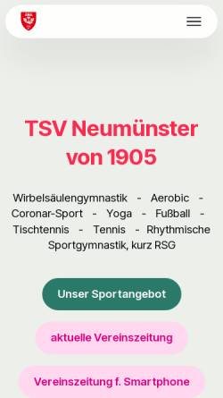 Vorschau der mobilen Webseite www.tsv05.de, Turn- und Sportverein Neumünster von 1905