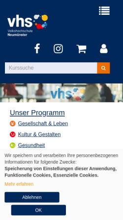 Vorschau der mobilen Webseite www.vhs-neumuenster.de, Volkshochschule Neumünster