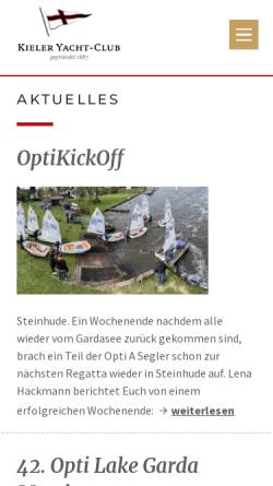 Vorschau der mobilen Webseite www.kyc.de, Kieler Yacht-Club