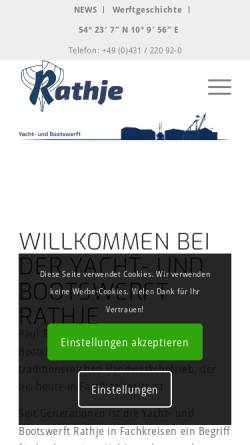 Vorschau der mobilen Webseite www.yacht-und-bootswerft-rathje.de, Yacht- und Bootswerft Rathje