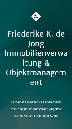 Vorschau der mobilen Webseite dejong-immobilienverwaltung.de, Markt Immobilien de Jong von Knebel