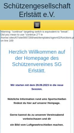 Vorschau der mobilen Webseite www.sgerlstaett.de, Schützengesellschaft Erlstätt e.V.