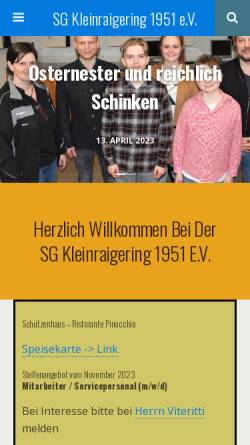 Vorschau der mobilen Webseite sg-kleinraigering.de, Schützengesellschaft Kleinraigering 1951 e.V.