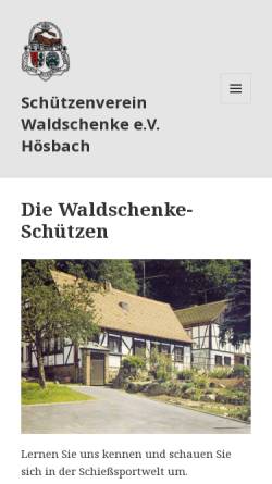 Vorschau der mobilen Webseite www.waldschenkeschuetzen.de, Schützenverein Waldschenke Hösbach
