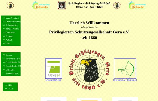 Vorschau von www.psg-gera.de, Privilegierte Schützengesellschaft Gera e.V. seit 1660