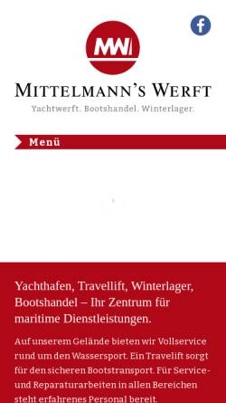 Vorschau der mobilen Webseite www.mittelmannswerft.de, Mittelmann's Werft, Kappeln