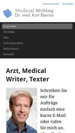 Vorschau der mobilen Webseite www.medizinjournalist.com, Eberius, Dr. med. Karl