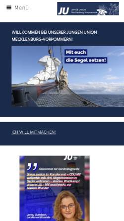 Vorschau der mobilen Webseite ju-mv.de, Junge Union Mecklenburg-Vorpommern