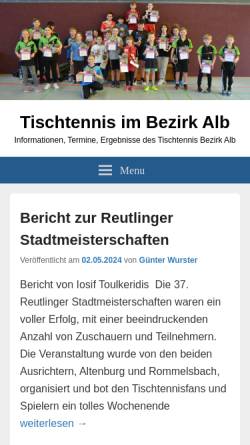 Vorschau der mobilen Webseite www.tt-alb.de, TTVWH Bezirk Alb