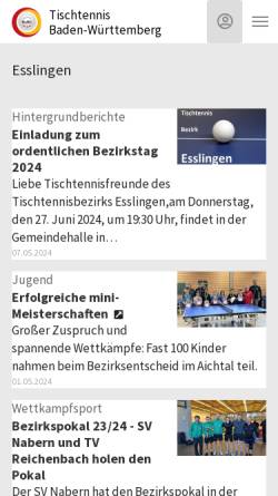 Vorschau der mobilen Webseite www.tt-bezirk-esslingen.de, TTVWH Bezirk Esslingen