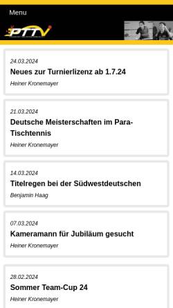 Vorschau der mobilen Webseite www.pttv.de, Pfälzischer Tischtennisverband