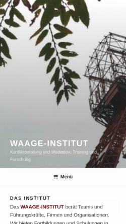 Vorschau der mobilen Webseite www.waage-institut.de, Waage Institut GbR - Lutz Netzig und Frauke Petzold