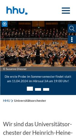 Vorschau der mobilen Webseite www.uniorchester.hhu.de, Uniorchester Düsseldorf
