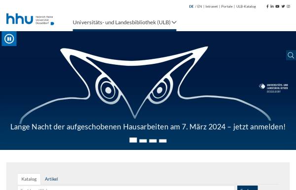 Vorschau von www.ulb.hhu.de, Universitäts- und Landesbibliothek Düsseldorf (ULBD)