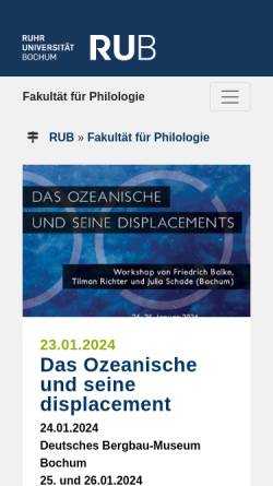Vorschau der mobilen Webseite www.dekphil.ruhr-uni-bochum.de, Fakultät für Philologie