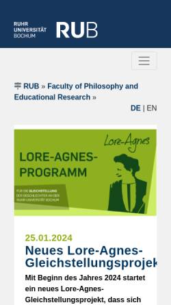 Vorschau der mobilen Webseite www.ruhr-uni-bochum.de, Fakultät für Philosophie und Erziehungswissenschaft