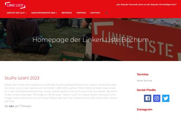 Vorschau von www.lili-rub.de, Linke Liste an der Ruhr-Universität Bochum