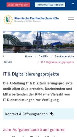 Vorschau der mobilen Webseite www.rz.rfh-koeln.de, Hochschulrechenzentrum (HRZ)
