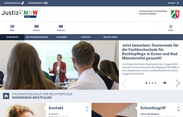 Vorschau von www.fhr.nrw.de, Fachhochschule für Rechtspflege NRW Bad Münstereifel