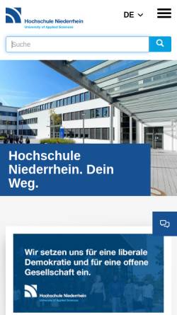 Vorschau der mobilen Webseite www.hs-niederrhein.de, Hochschule Niederrhein