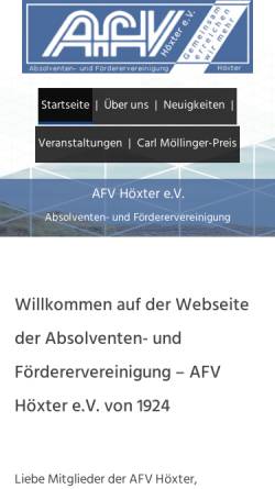 Vorschau der mobilen Webseite www.afv-hx.de, Absolventen- und Fördevereinigung - AFV Höxter e.V.