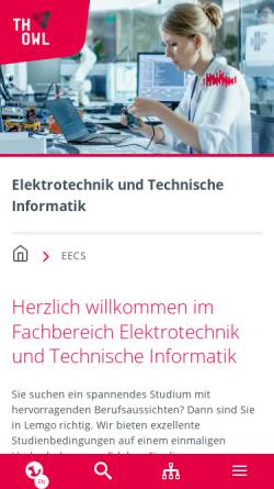 Vorschau der mobilen Webseite www.hs-owl.de, HS-OWL, Fachbereich Elektrotechnik und Technische Informatik (FB5)