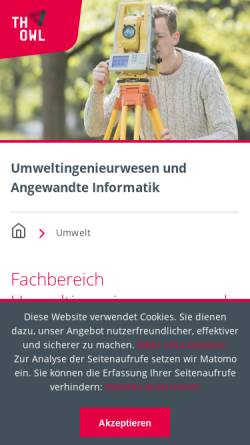 Vorschau der mobilen Webseite www.hs-owl.de, HS-OWL, Fachbereich Umweltingenieurwesen und Angewandte Informatik (FB8)