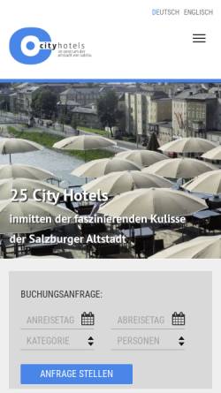 Vorschau der mobilen Webseite www.salzburgcityhotels.com, Salzburg Cityhotels