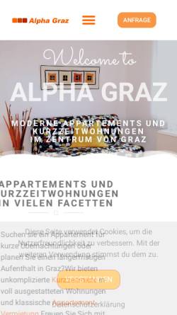 Vorschau der mobilen Webseite www.alpha-graz.at, Appartement Alpha
