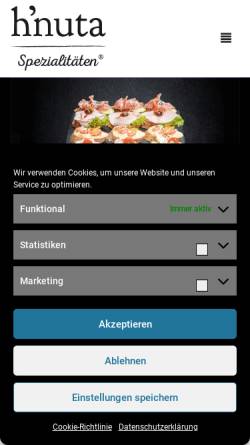 Vorschau der mobilen Webseite www.hnuta.at, Hnuta Sandwiches