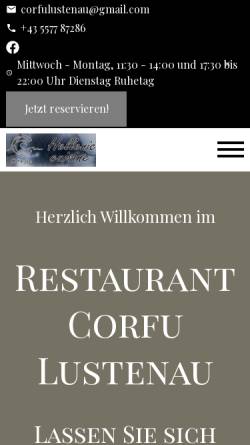Vorschau der mobilen Webseite www.corfu-lustenau.at, Restaurant Corfu