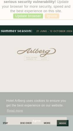 Vorschau der mobilen Webseite www.arlberghotel.at, Hotel Arlberg