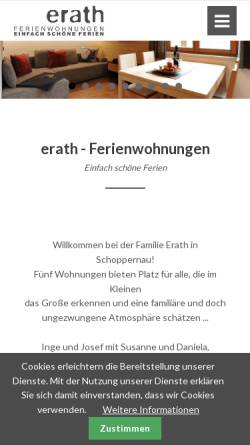 Vorschau der mobilen Webseite www.erath.at, Ferienwohnungen Erath