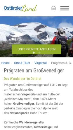 Vorschau der mobilen Webseite www.praegraten.at, Lasnitzenhütte