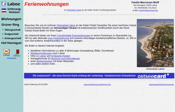 Vorschau von www.hofhonnigsol.de, Ferienwohnungen Hof Honnigsol