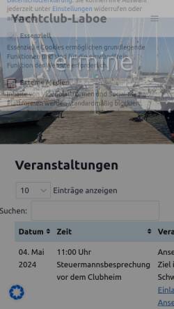 Vorschau der mobilen Webseite yachtclub-laboe.de, Yachtclub Laboe