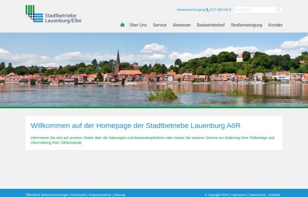 Vorschau von www.stadtwerke-lauenburg.de, Stadtbetriebe Lauenburg/Elbe