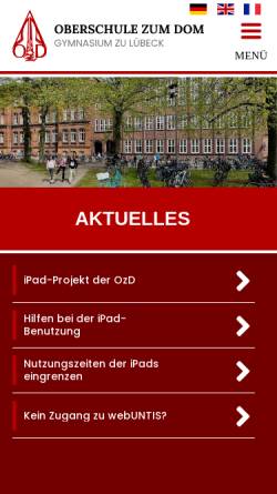 Vorschau der mobilen Webseite www.ozd-luebeck.de, Oberschule zum Dom