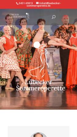 Vorschau der mobilen Webseite www.luebecker-sommeroperette.de, Theater Sommer Lübeck / Sommeroperette