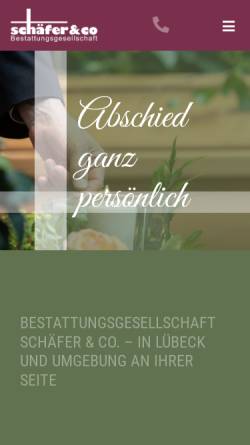 Vorschau der mobilen Webseite www.schaefer-co.de, Schäfer & Co. Bestattungsgesellschaft