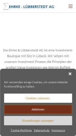 Vorschau der mobilen Webseite ehrke-luebberstedt.de, Ehrke & Lübberstedt AG